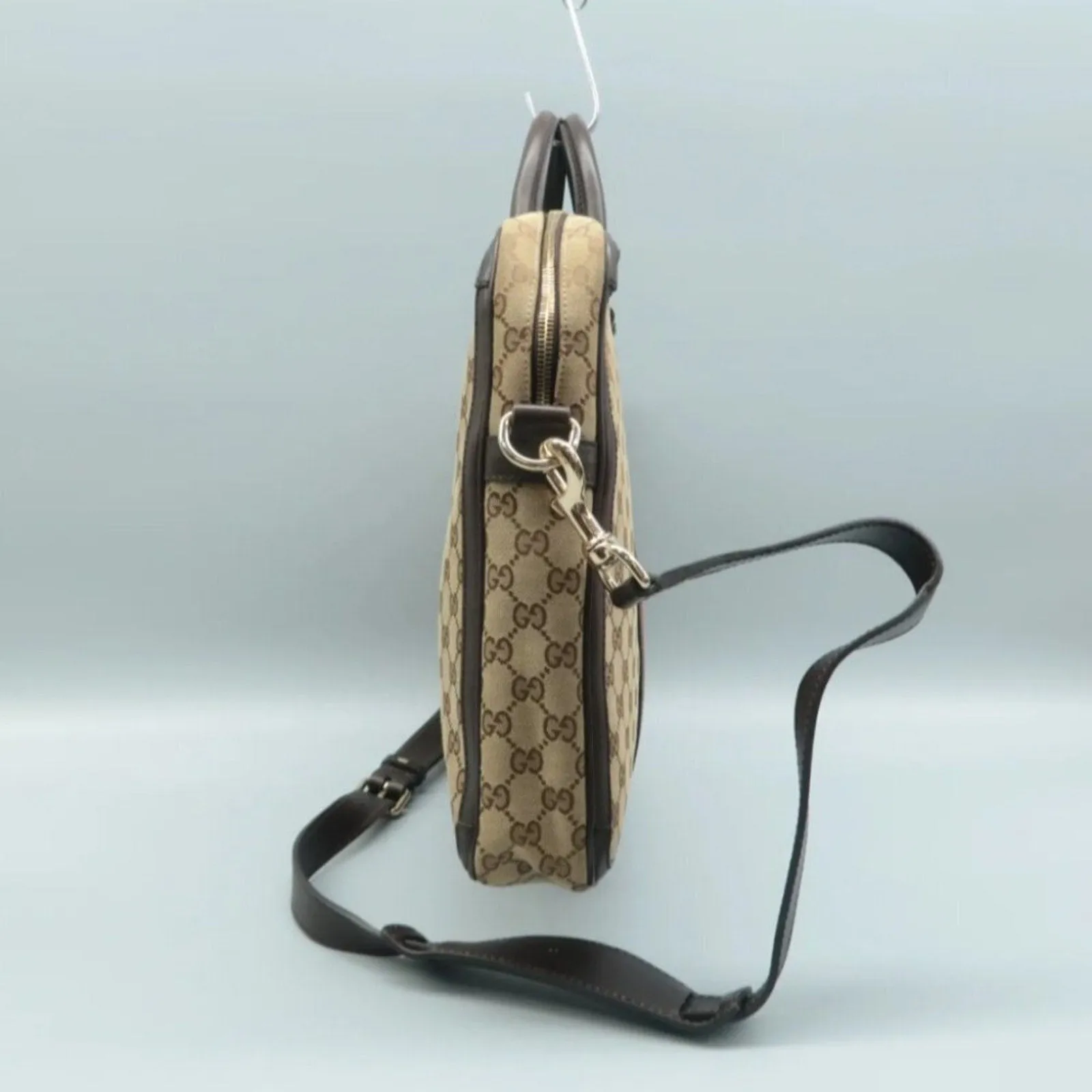 100% Authentic GUCCI  Brown Cloth Satchel Bag