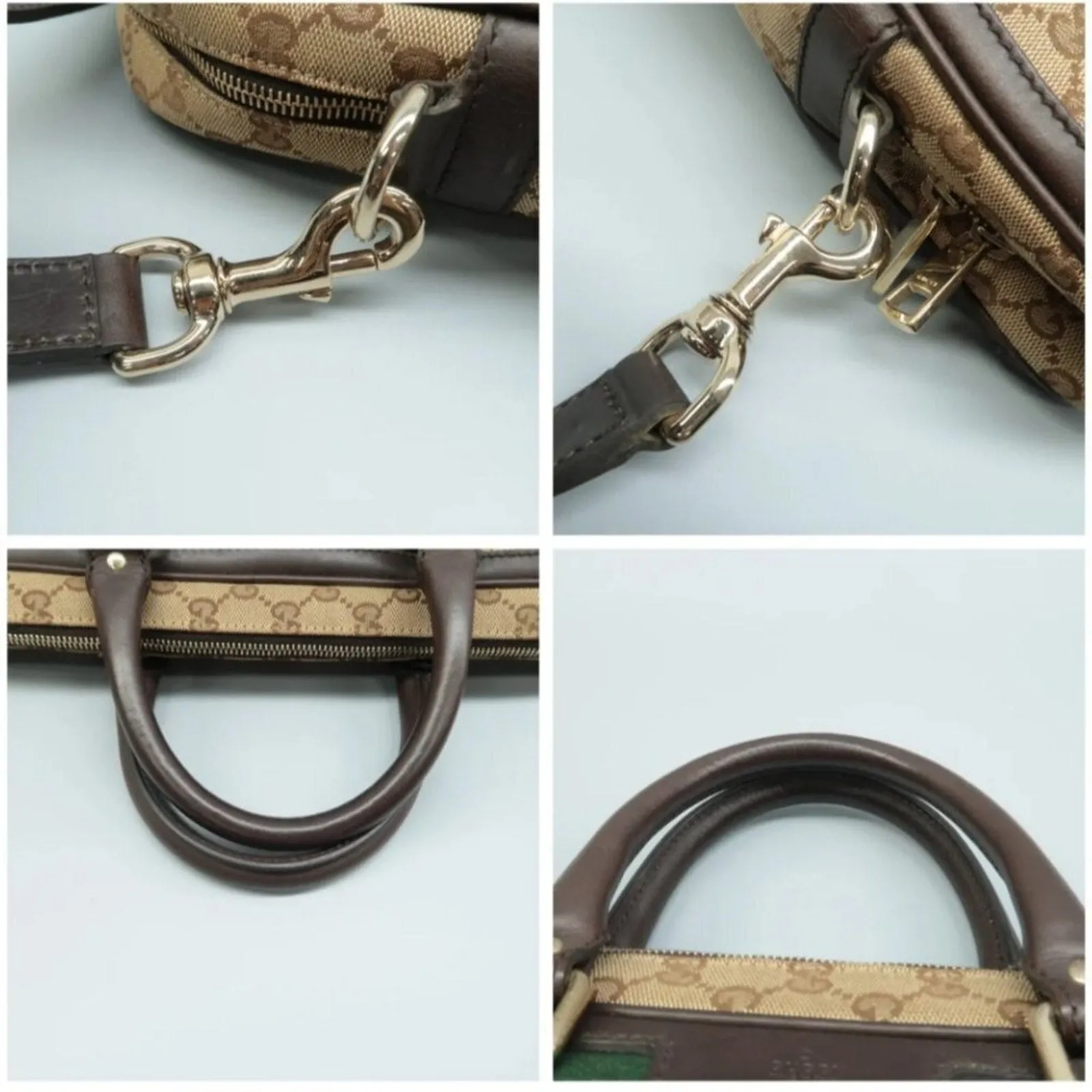 100% Authentic GUCCI  Brown Cloth Satchel Bag