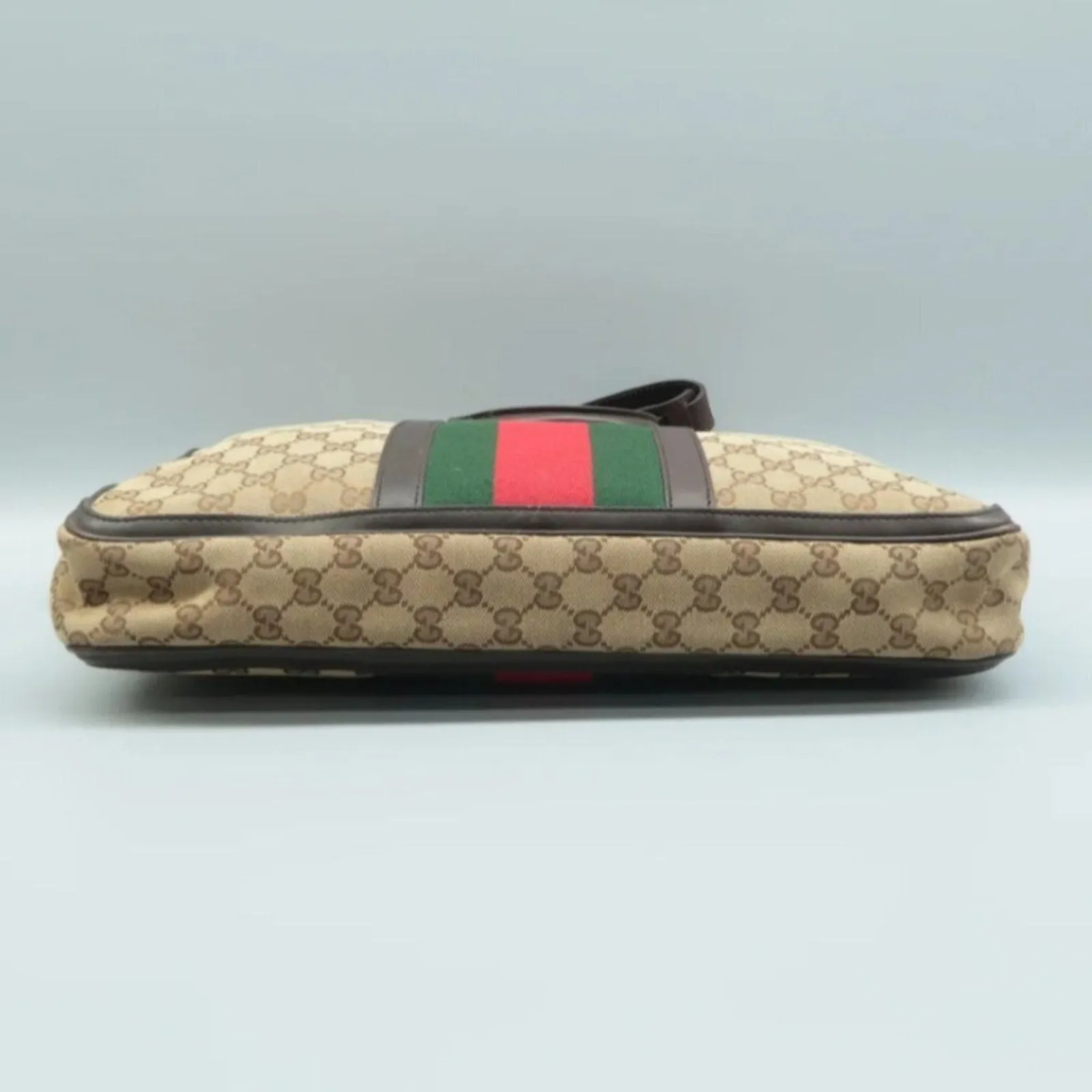 100% Authentic GUCCI  Brown Cloth Satchel Bag