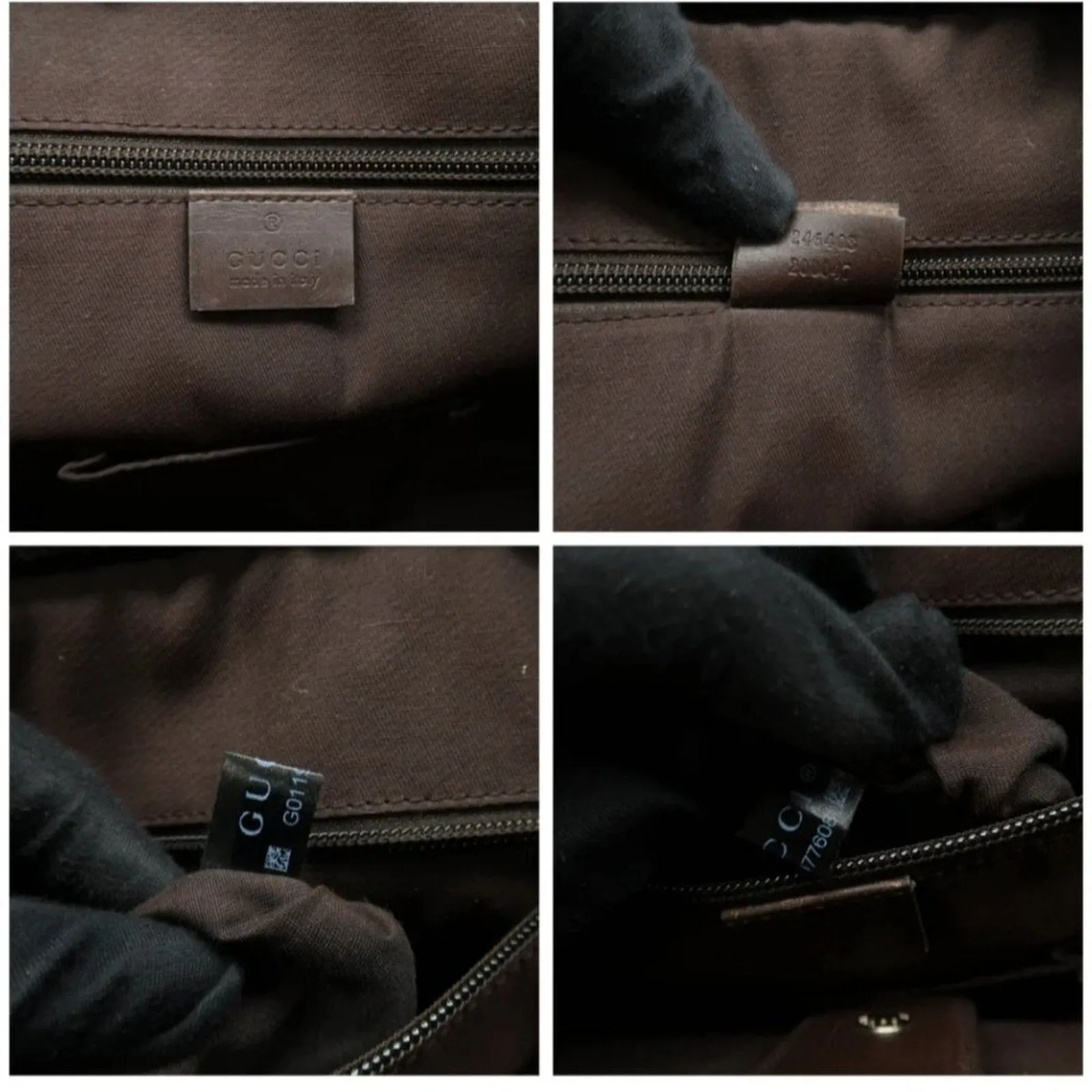100% Authentic GUCCI  Brown Cloth Satchel Bag