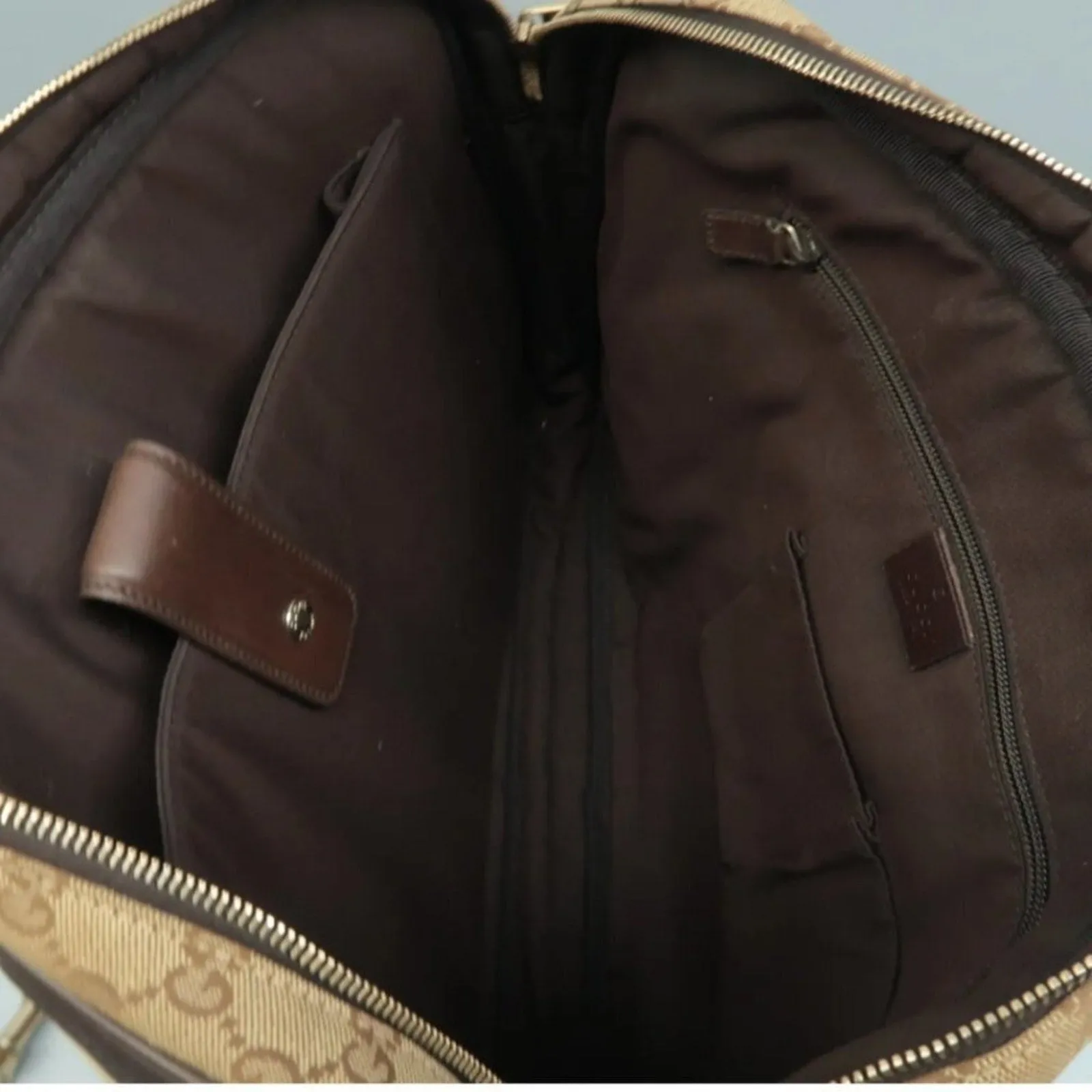 100% Authentic GUCCI  Brown Cloth Satchel Bag