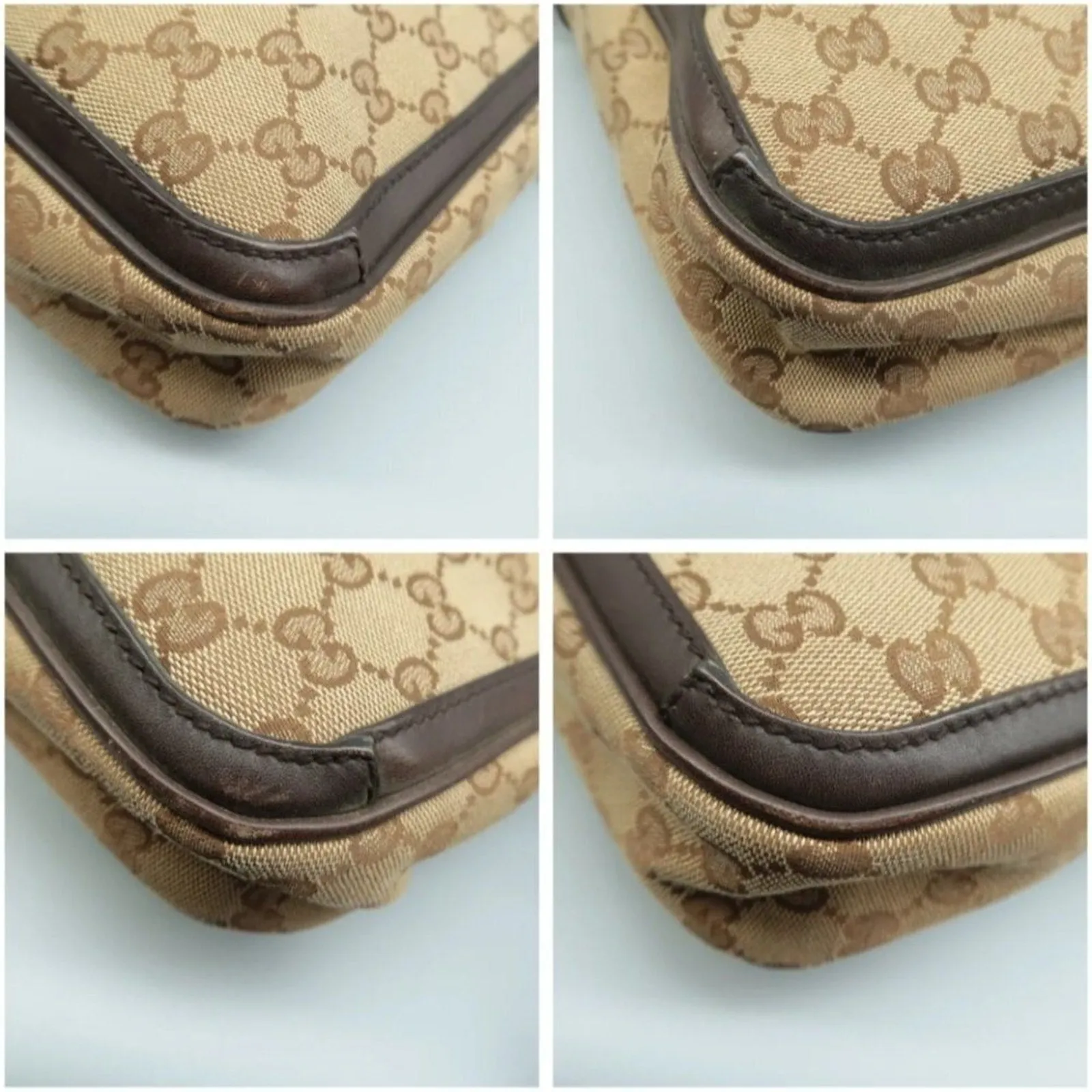 100% Authentic GUCCI  Brown Cloth Satchel Bag