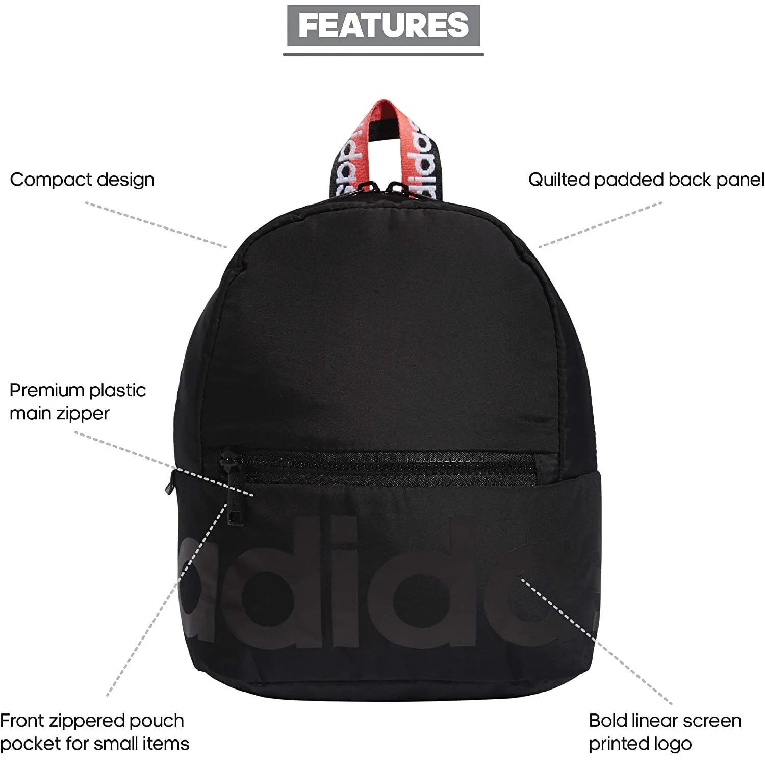 Adidas Linear Mini Backpack | Black/Signal Pink/White