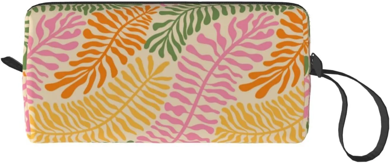 Aesthetic Retro Groovy Flower Makeup Bag Organizer Small Cosmetic Bags Portable Travel Toiletry Bag With Handle Simple Accessories Storage Zipper Pouch For Women Girl