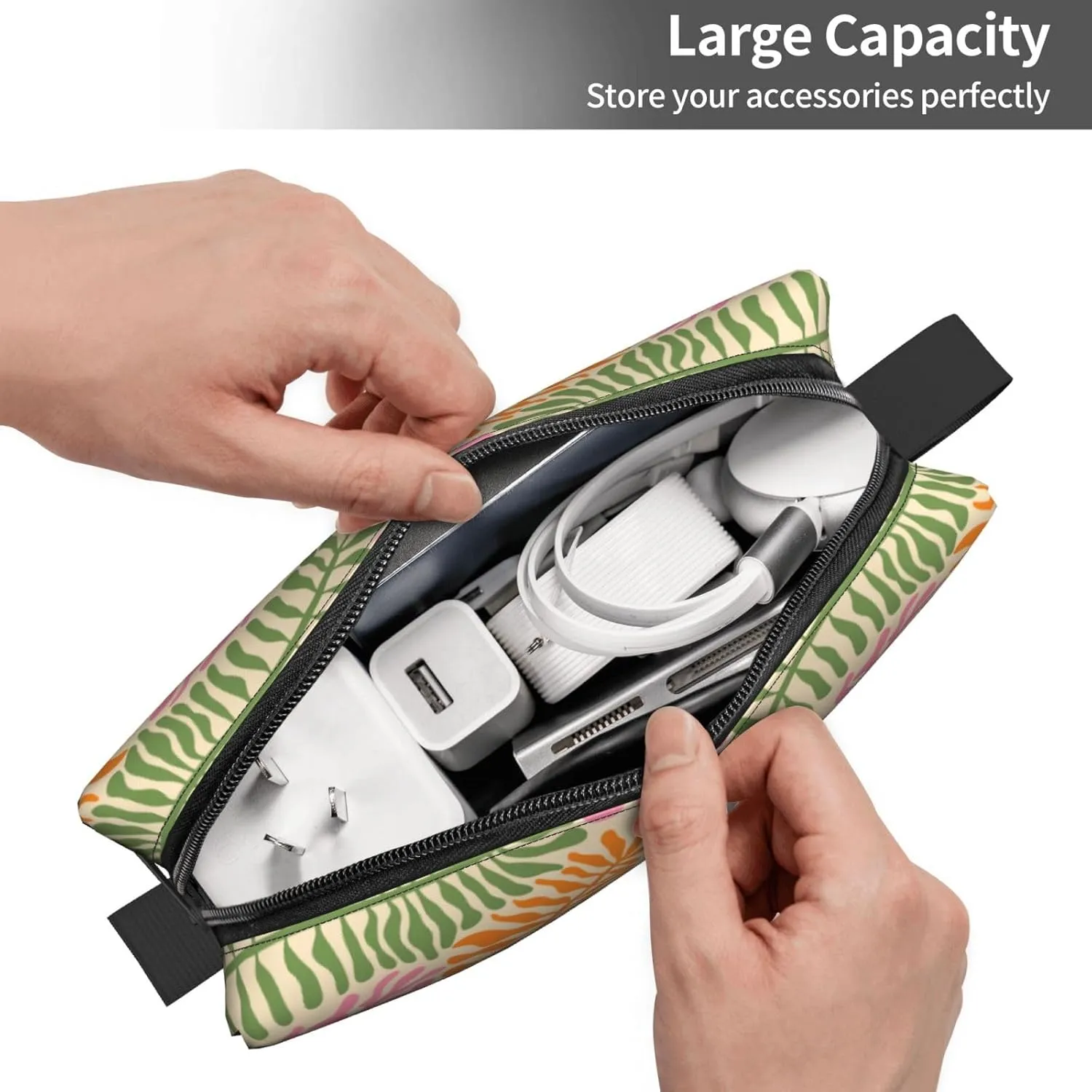 Aesthetic Retro Groovy Flower Makeup Bag Organizer Small Cosmetic Bags Portable Travel Toiletry Bag With Handle Simple Accessories Storage Zipper Pouch For Women Girl