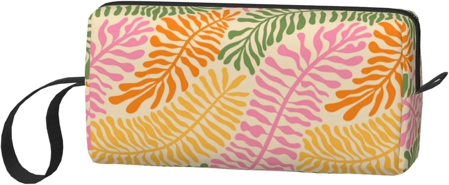 Aesthetic Retro Groovy Flower Makeup Bag Organizer Small Cosmetic Bags Portable Travel Toiletry Bag With Handle Simple Accessories Storage Zipper Pouch For Women Girl