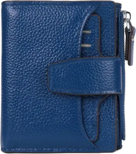 AINIMOER Women's RFID Blocking Leather Small Compact Bi-fold Zipper Pocket Wallet Card Case Purse with id Window