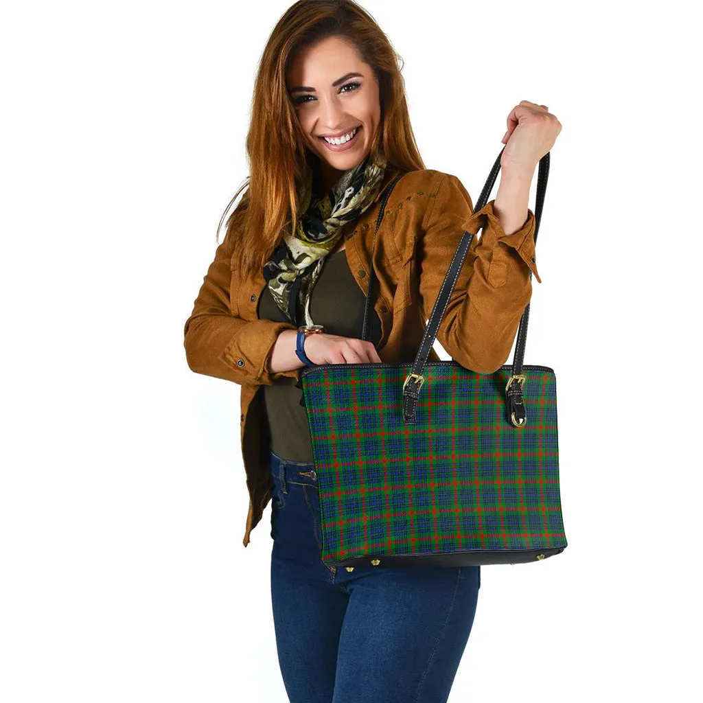 Aiton Tartan Leather Tote Bag