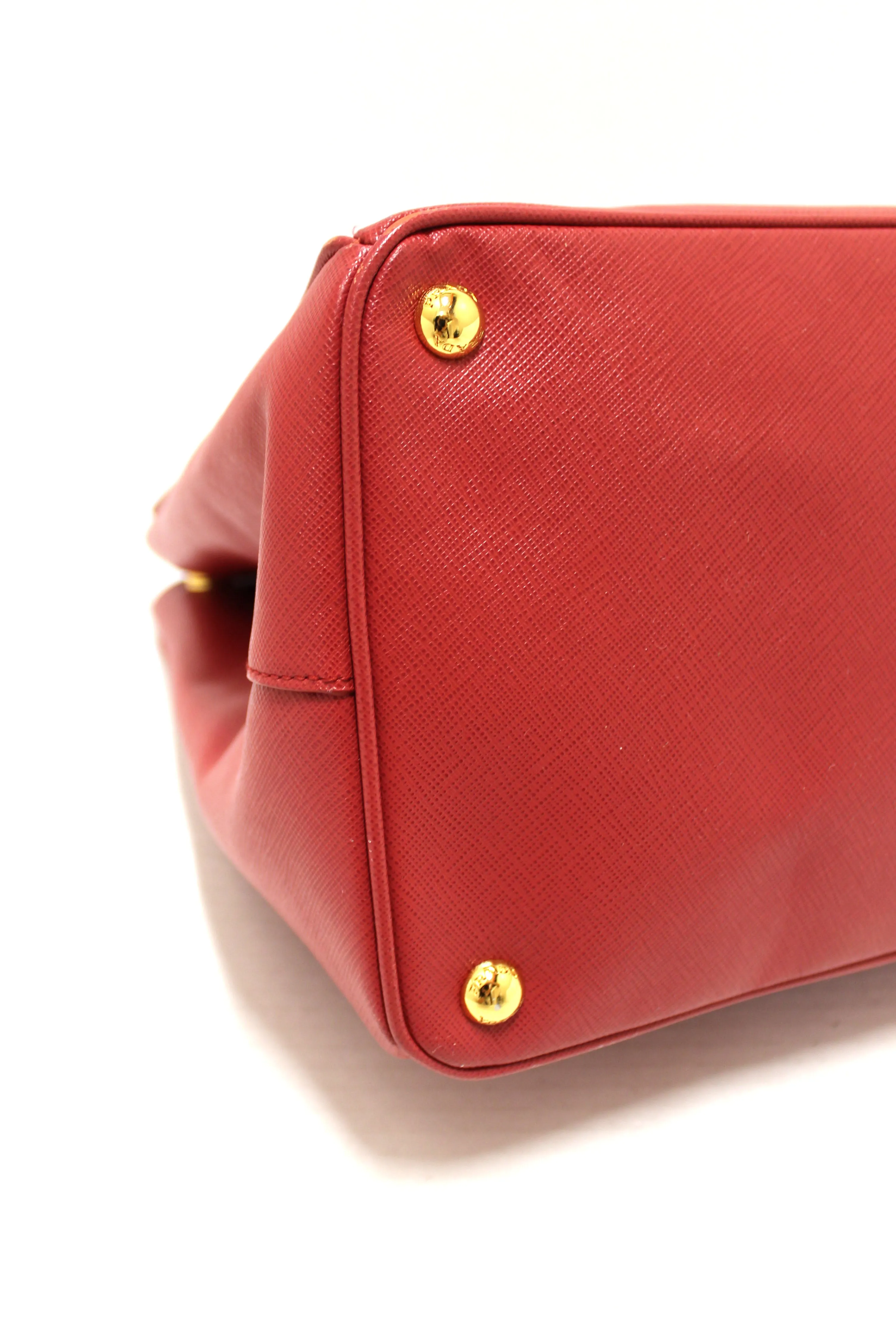Authentic Prada Red Saffiano Lux Gardener's Large Tote Bag