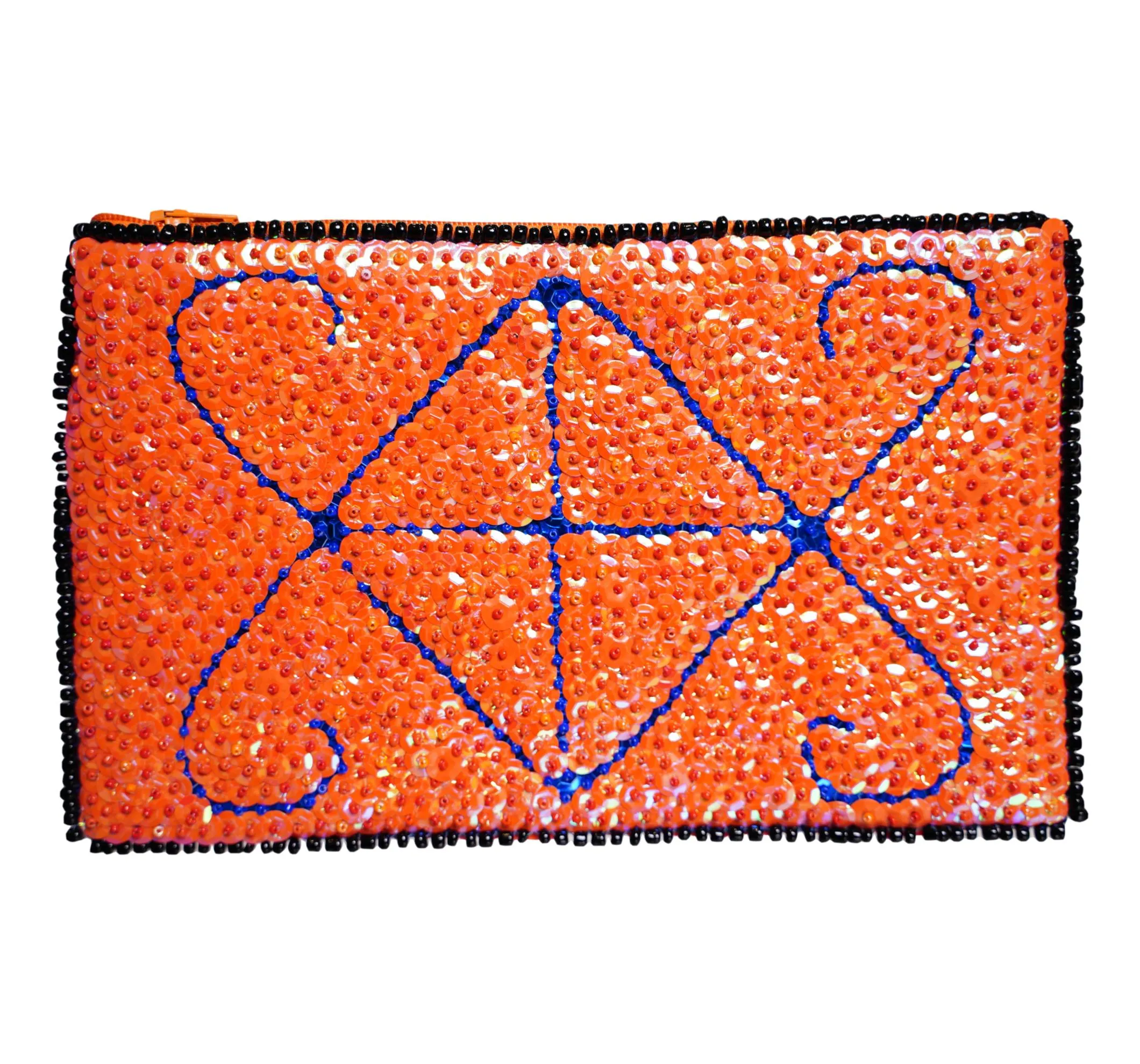 Ayizan Haitian Beaded Clutch- Orange, Blue