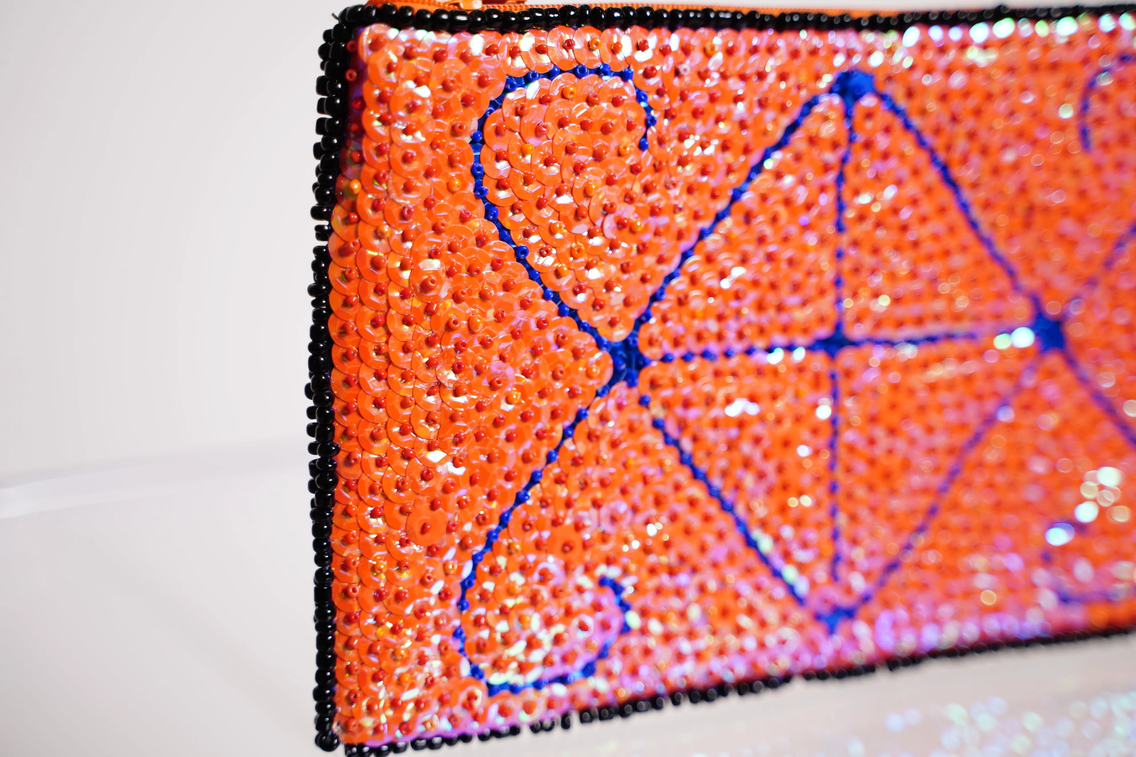 Ayizan Haitian Beaded Clutch- Orange, Blue