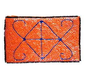 Ayizan Haitian Beaded Clutch- Orange, Blue