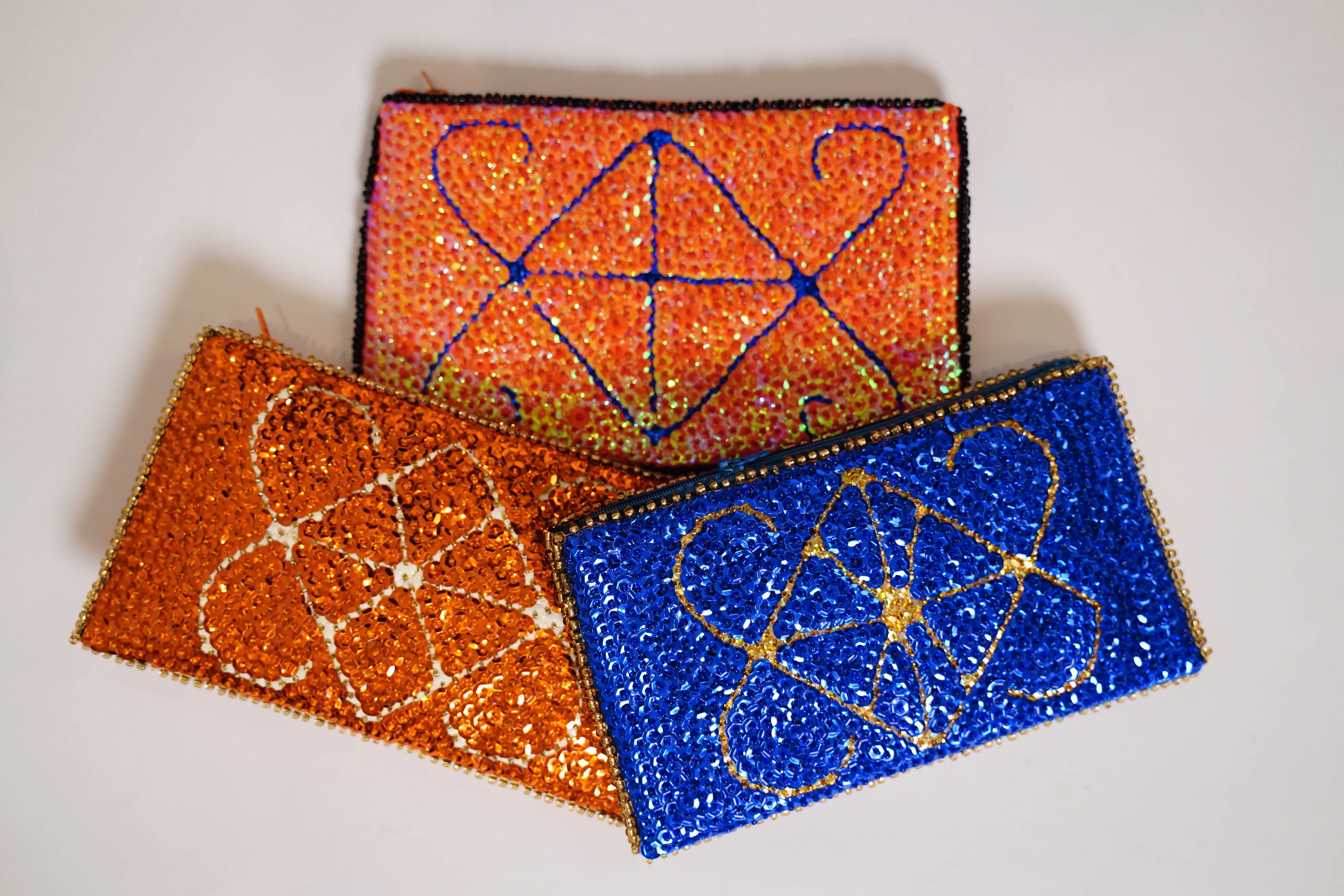 Ayizan Haitian Beaded Clutch- Orange, Blue