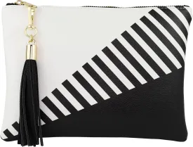 B BRENTANO Vegan Clutch Bag Pouch with Tassel Accent