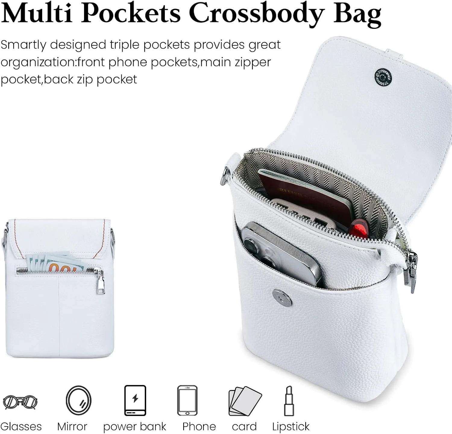 befen Genuine Leather Small Crossbody Bags for Women, Womens Cell Phone Purses Cross body Bag Purse with RFID Card Slots