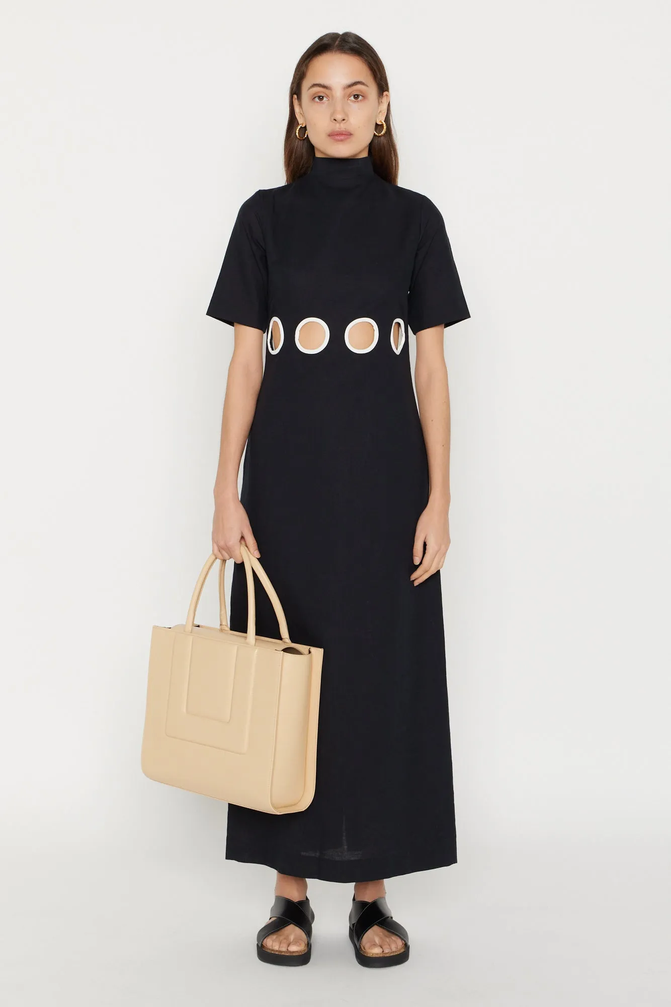 BEIGE Leather Structured Tote
