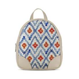 Beige O Mini Backpacks Blue rhombus