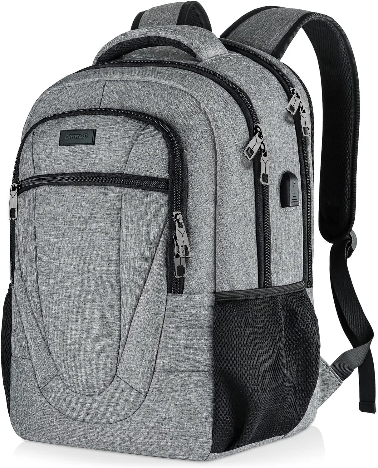BIKROD 45L Extra Large Travel Laptop Backpack for Men and Women, Carry on Back Pack with USB Charging Port Fit 18.4 IN Laptop, Grey, Gift