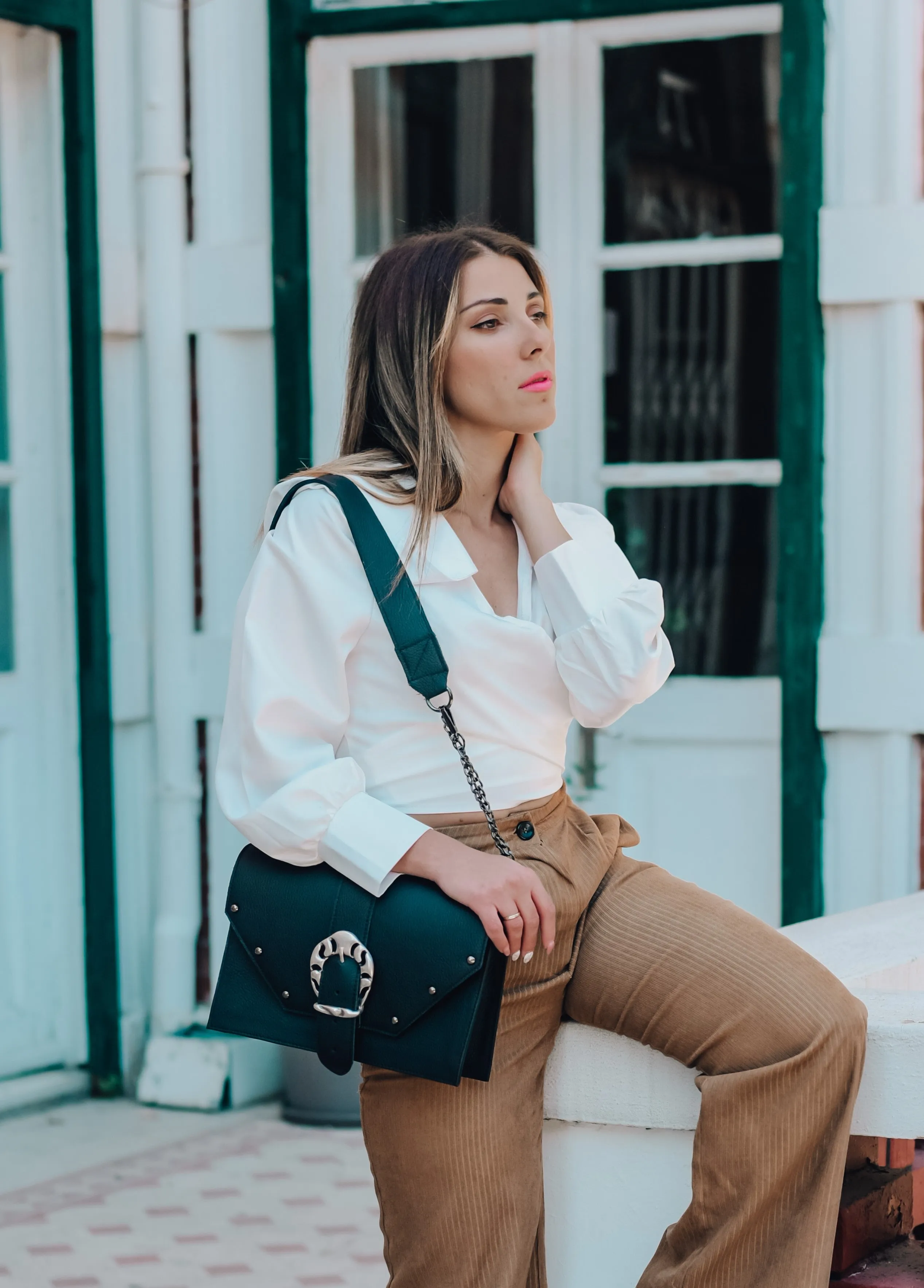 Briana Leather Shoulder Bag - Black Textured Leather