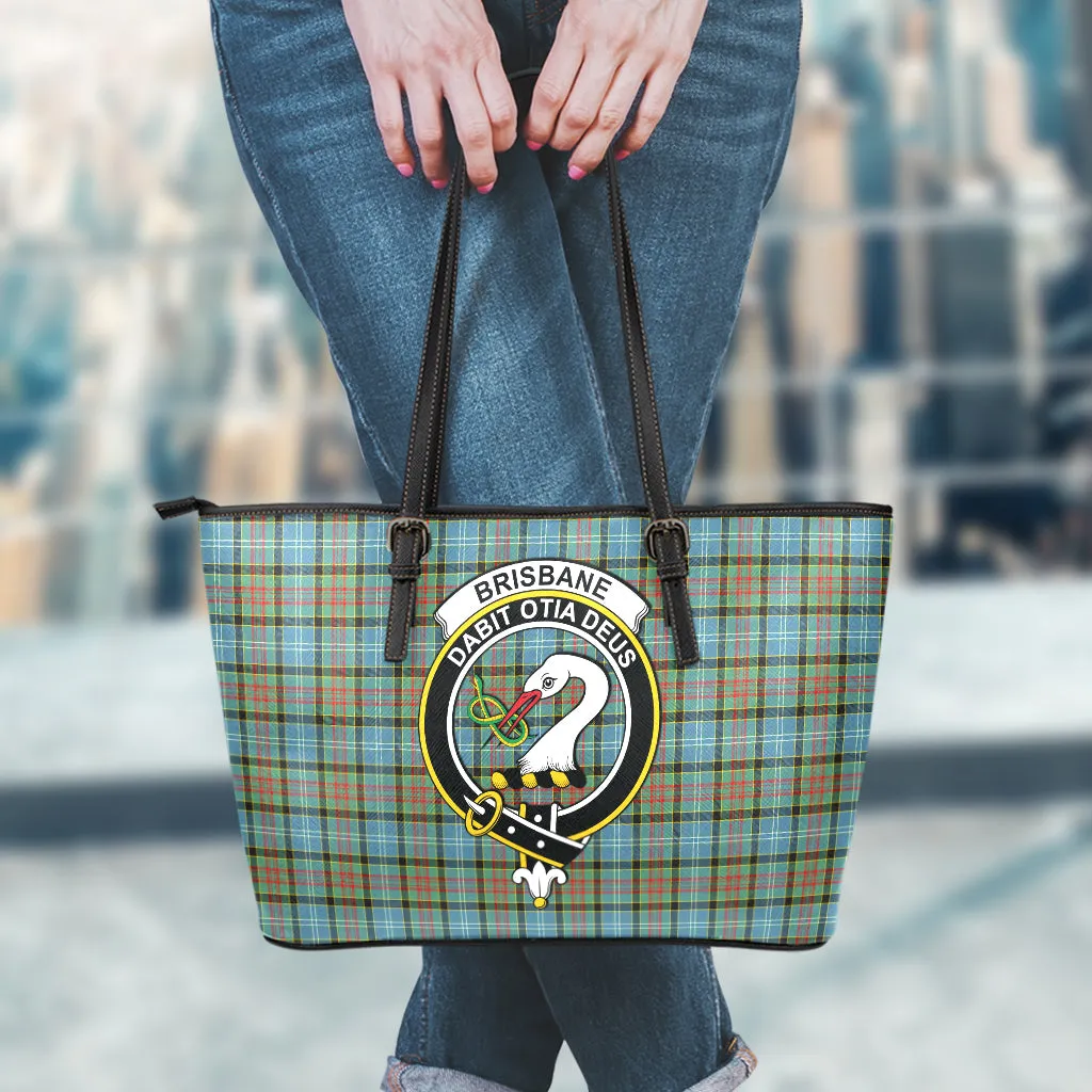 Brisbane Tartan Leather Tote Bag with Family Crest