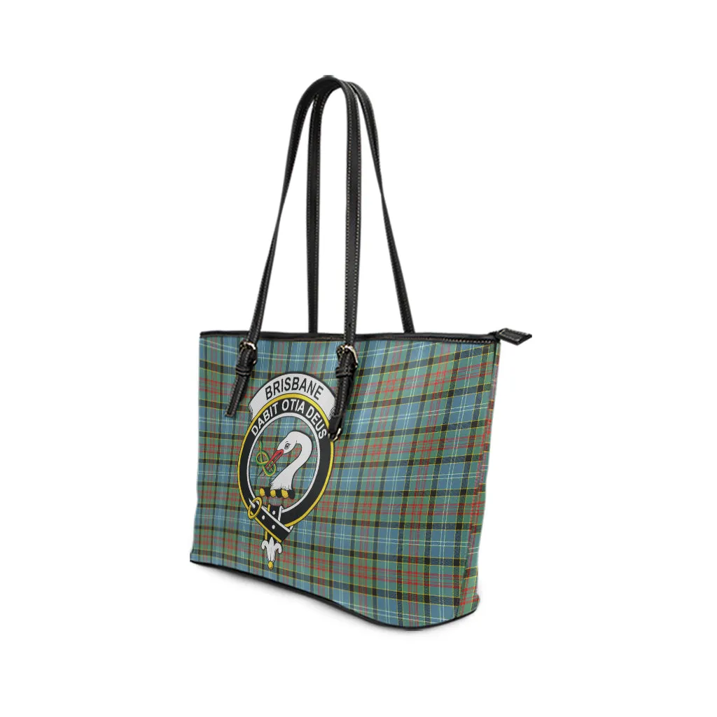 Brisbane Tartan Leather Tote Bag with Family Crest