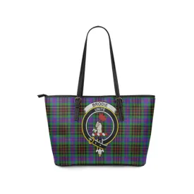 Brodie Hunting Modern Tartan Leather Tote Bag with Family Crest