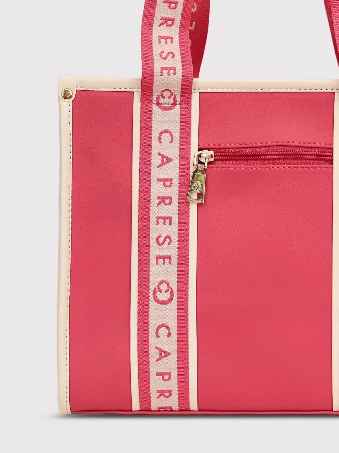 Caprese Trinity Tote Medium Solid Women'S Office Handbag Fuchsia