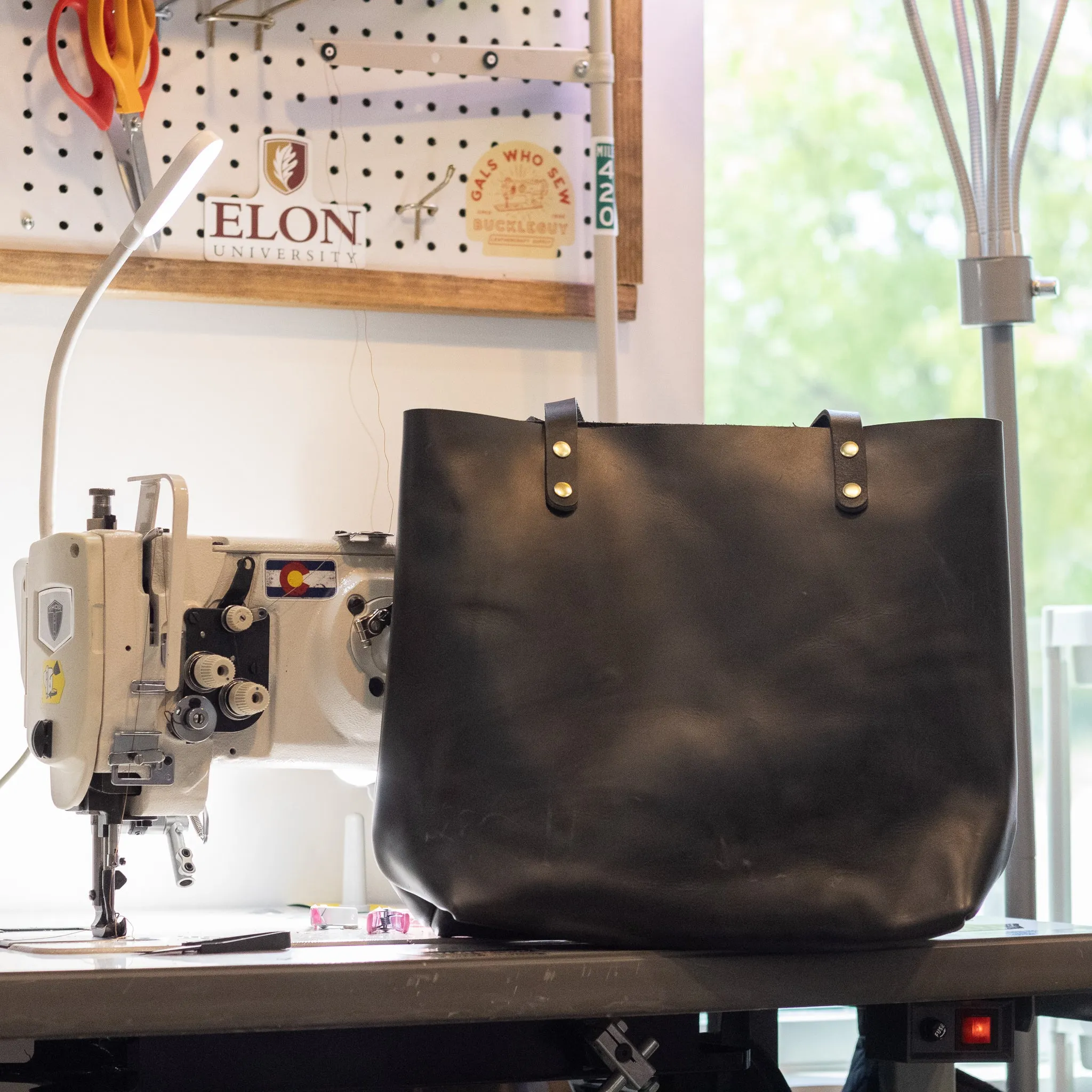Charcoal Gray Leather Tote