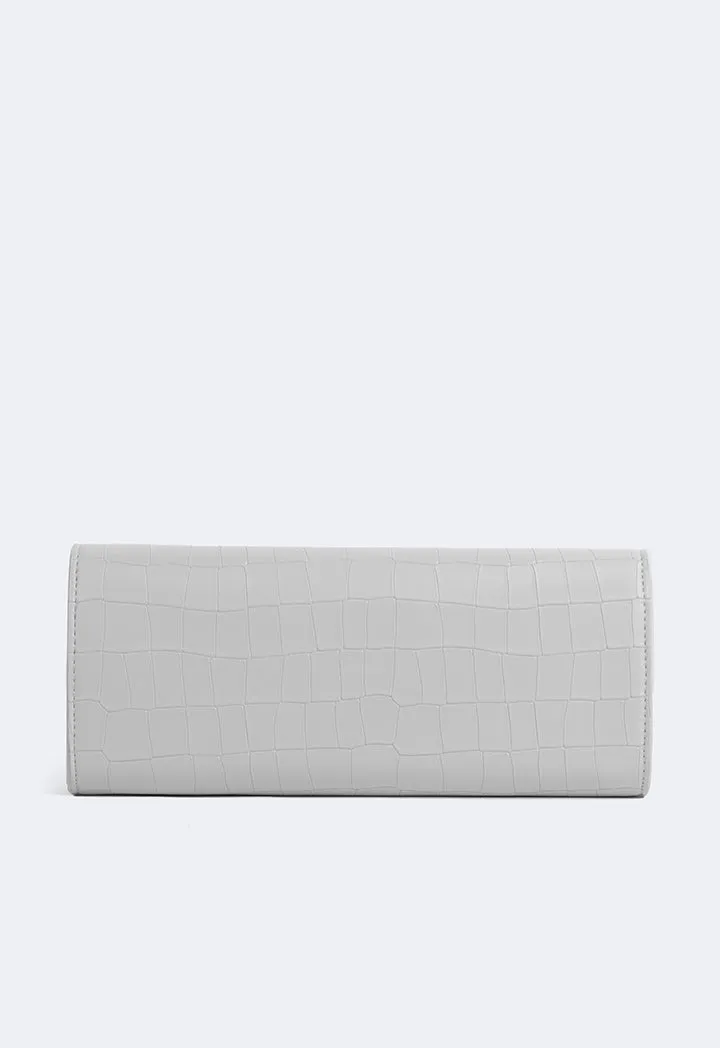 Choice Embossed Croc Clutch Grey