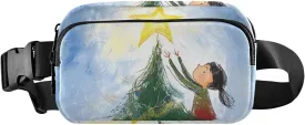 Christmas Tree Star Girl Stylish Fanny Waist Pack for Women Men Teens Multipurpose Crossbody Passport Bag with Adjustable Strap for Travel Running Hiking