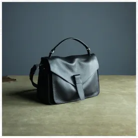 Cute Black Leather Womens Satchel Handbag Satchel Shoulder Bag Mini Satchel Bag for Women