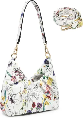 Dasein Ruched Hobo Handbag for Women Retro Shoulder Purse Crossbody Bag with 2 Removable Straps