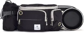 Dog Walk Waist Fanny Pack Treat Pouch with Collapsible Water Bowl and Water Bottle Holder- Large M/L Dogs (Black)
