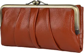 EASTNIGHTS Soft Leather Wallets for Women Compact Bifold RFID Clutch Wallet Ladies Coin Purse with Zipper and Kiss Lock