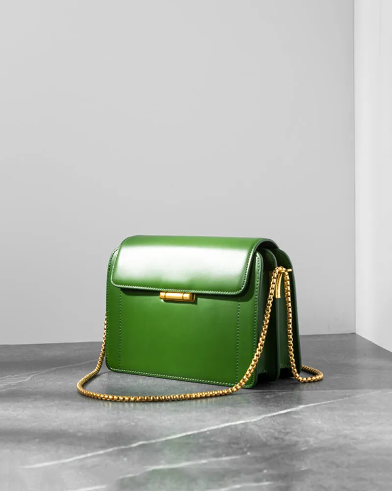 Gold Chain Leather Crossbody Bag