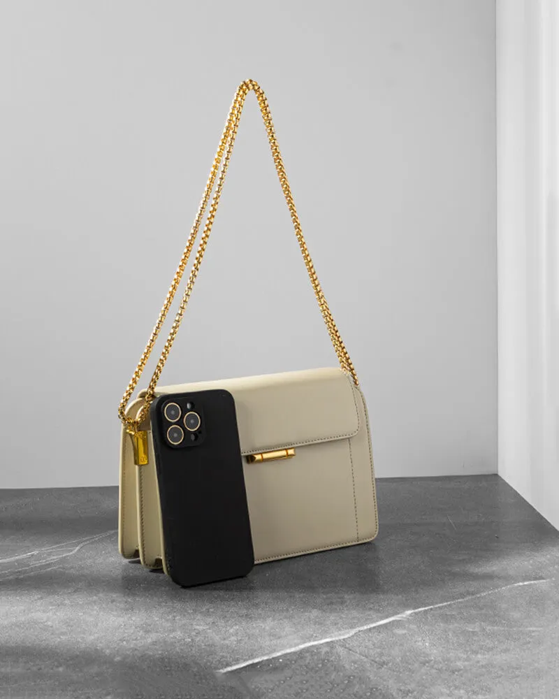 Gold Chain Leather Crossbody Bag