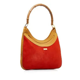Gucci Bamboo Suede Shoulder Bag