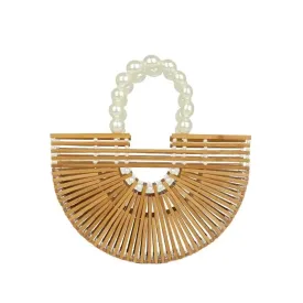 Handmade Bamboo Half-Moon Crossbody Bag