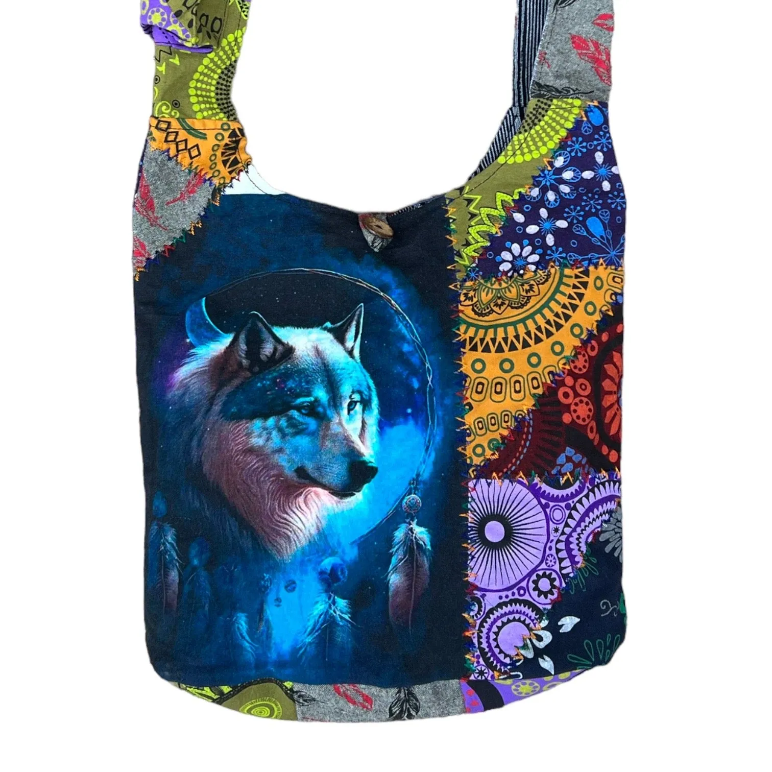 Handmade Wolf Patchwork Crossbody Bag