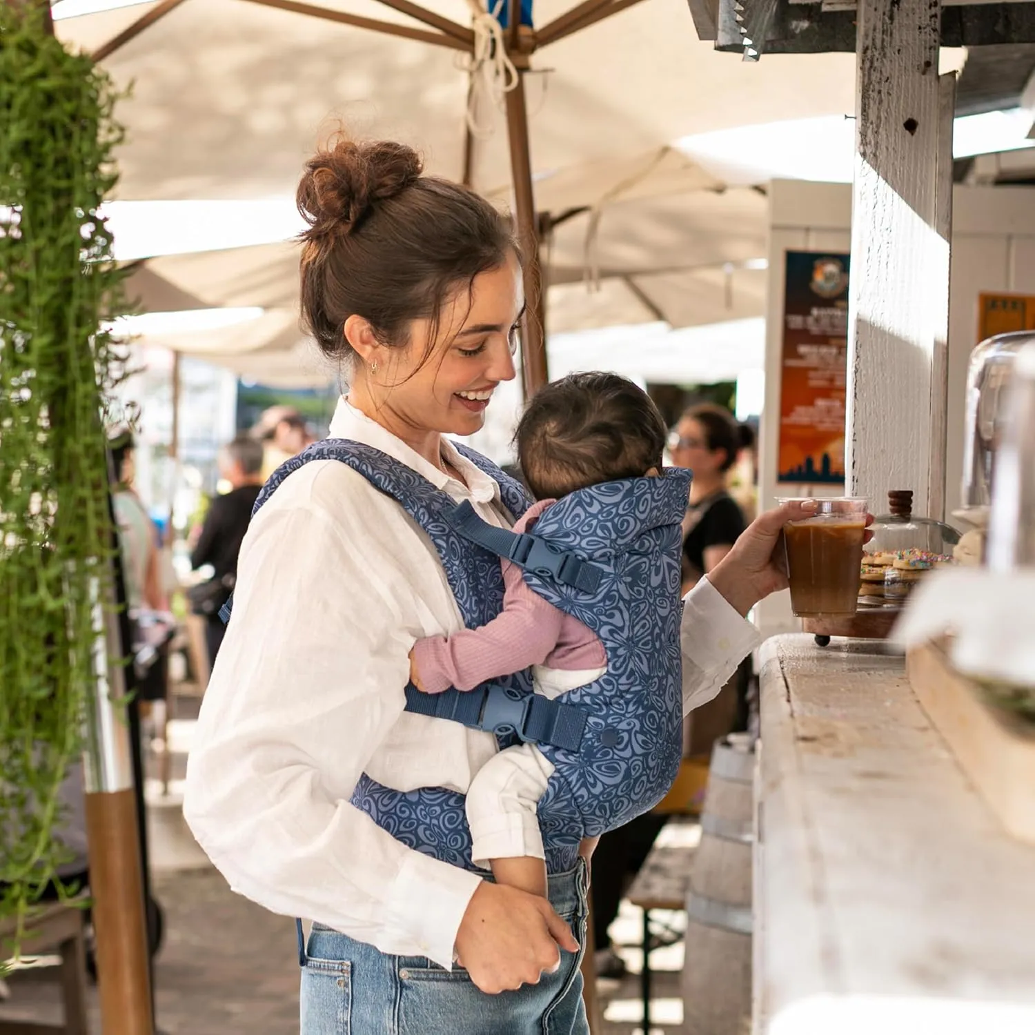 Infantino Flip Advanced 4-in-1 Baby Carrier - Ergonomic, Convertible, Face-in and Face-Out Front and Back Baby Carrier for Newborn to Toddler 8-32 lbs, Floral Navy