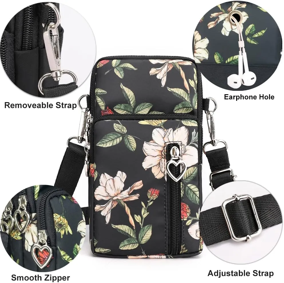 JANKS Small Crossbody Bag for Women - Mini Phone Purses with Crossbody Strap and Wallet - Nylon Arm Bag