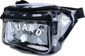 Kemp USA  Transparent Lifeguard Fanny Pack/Hip Pack with GUARD Logo - Water-Resistant and Durable Waist Bag for Medical Supplies & Lifeguard Gear - Clear