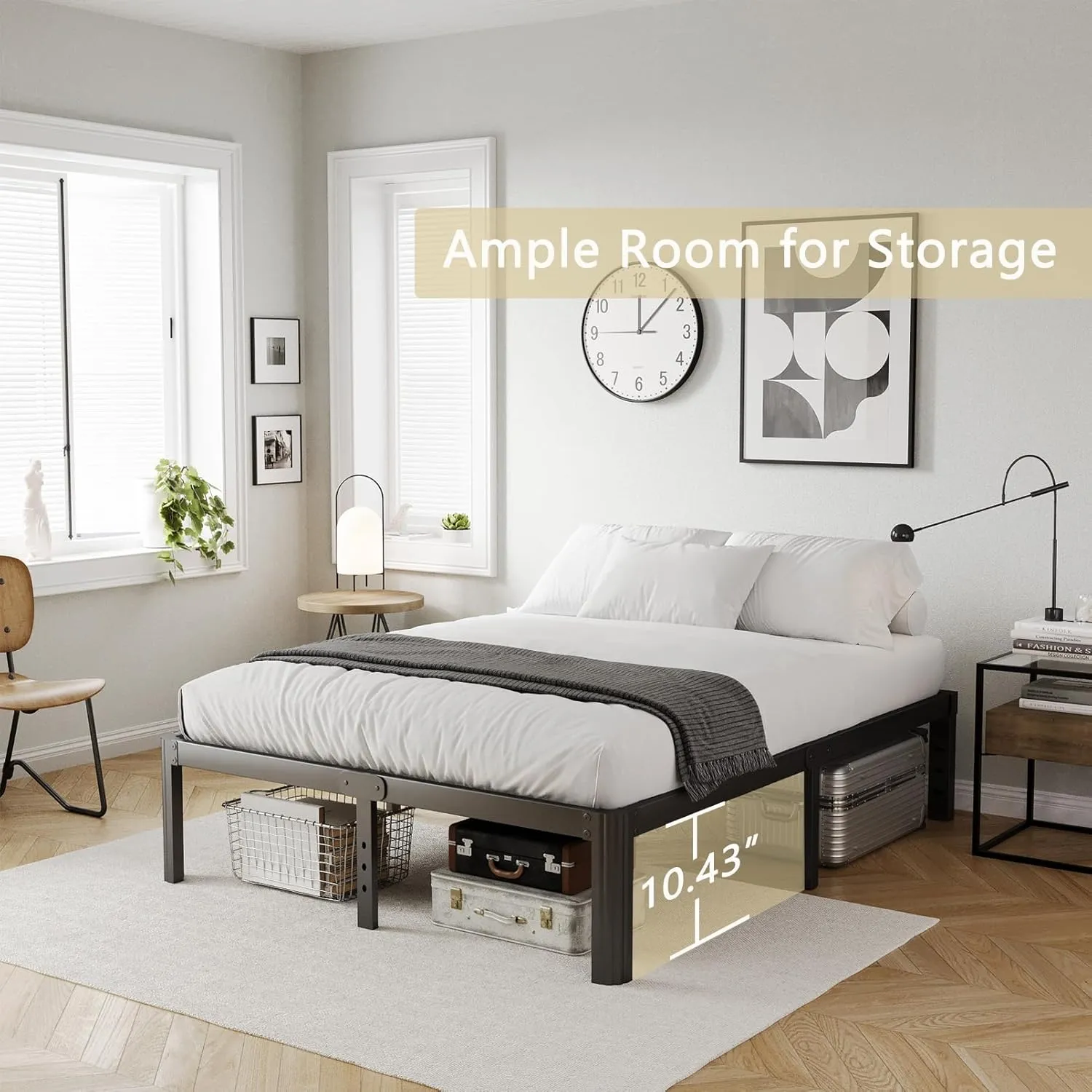 KERAMIK 12 Inch High King Size Bed Frame Metal, Platform King Bed Frame No Box Spring Needed with Round Edge, Easy Assembly, Heavy Duty, Black