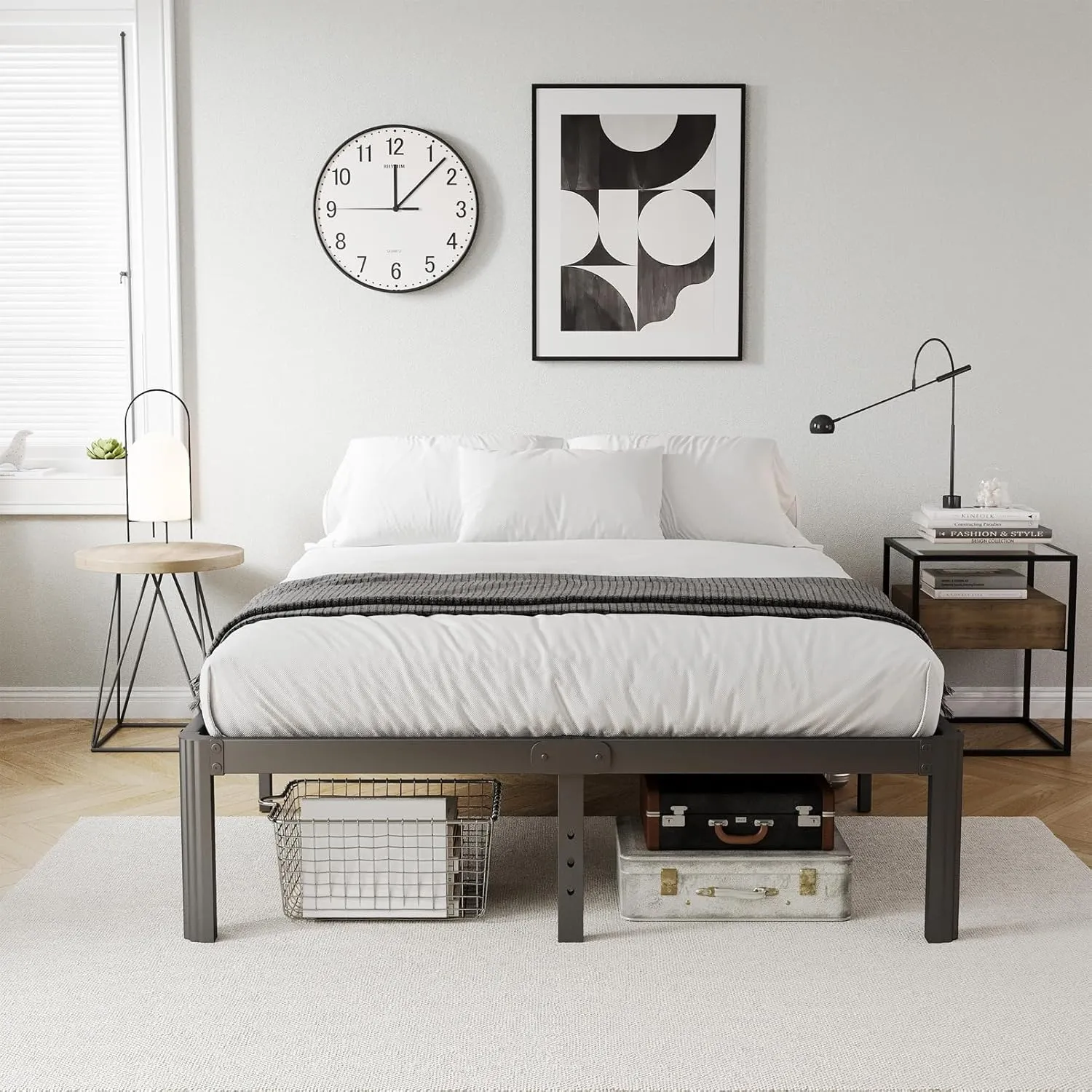KERAMIK 12 Inch High King Size Bed Frame Metal, Platform King Bed Frame No Box Spring Needed with Round Edge, Easy Assembly, Heavy Duty, Black