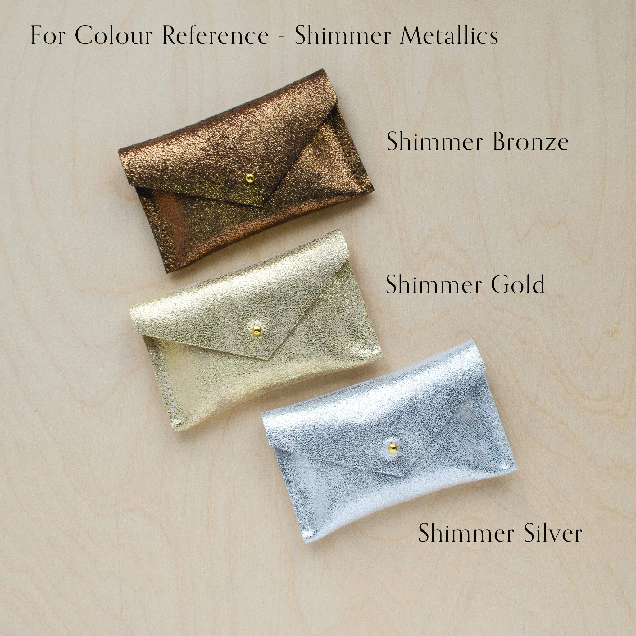 Leather Clutch Bag Gold Silver & Bronze