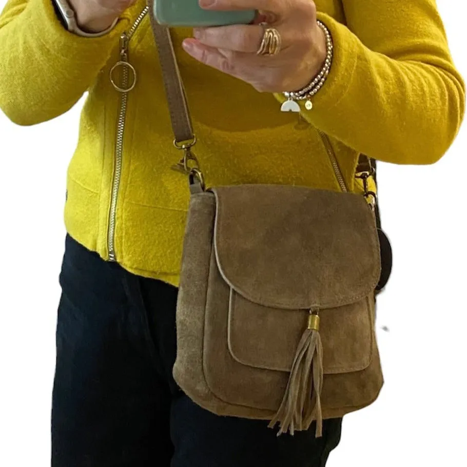 LINDA  Suede/leather Shoulder/Cross Body Bag