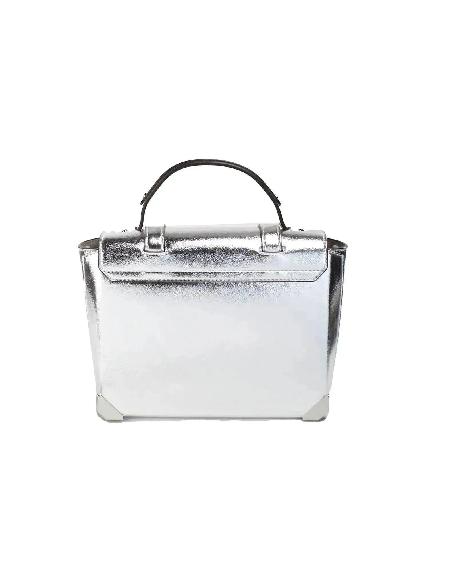 Michael Kors Women's Manhattan Medium Silver Leather Top Handle Satchel Bag - One Size