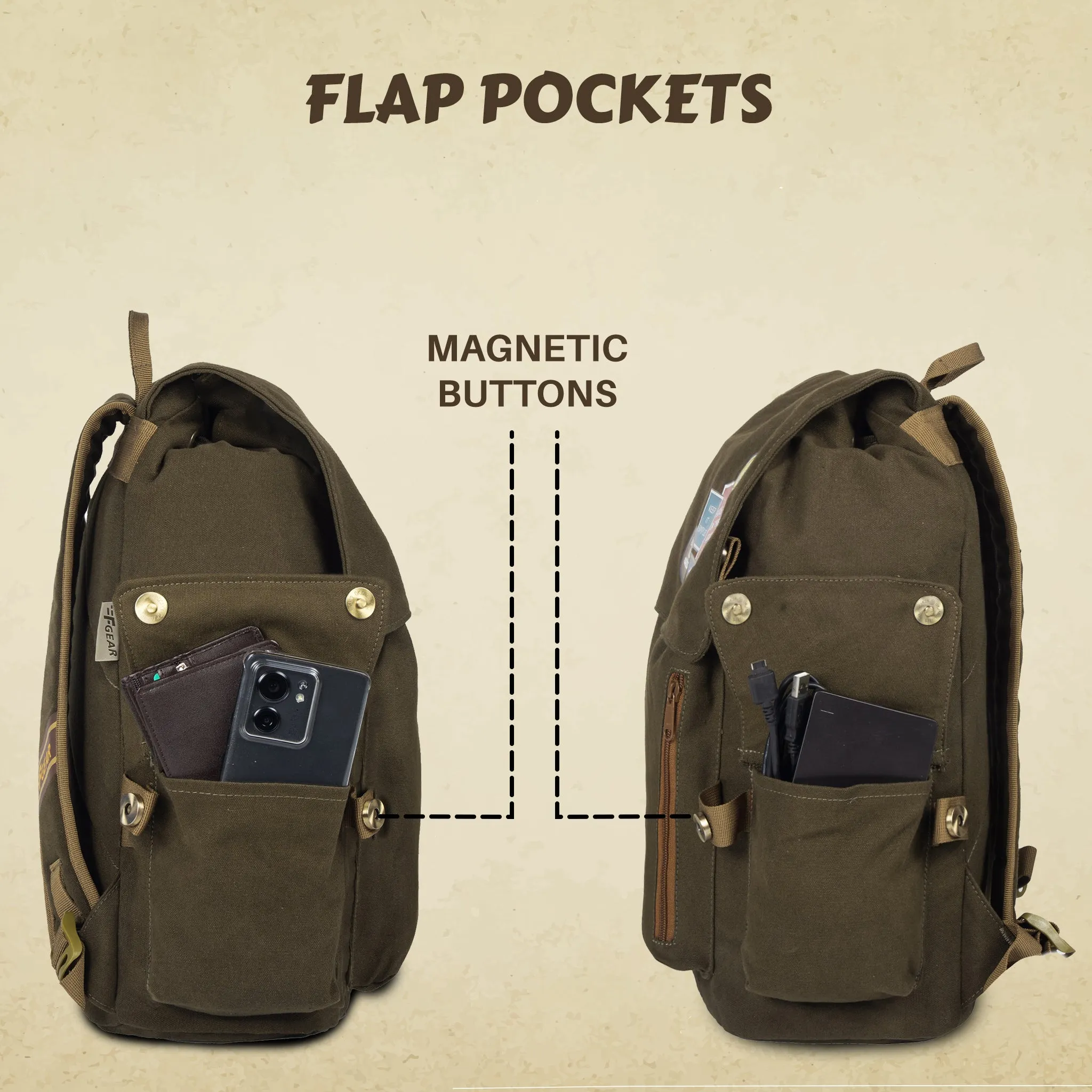 Milestone 20L Olive Canvas Laptop Backpack