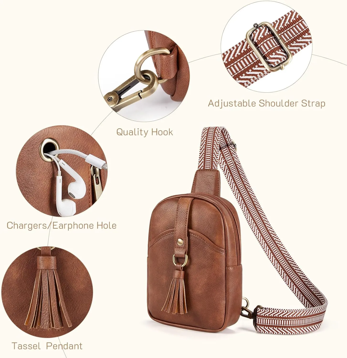 Missnine Small Sling Bag for Women PU Leather Fanny Pack Crossbody Purse Trendy Chest Bag for Travel, Shopping,Daily, Grey