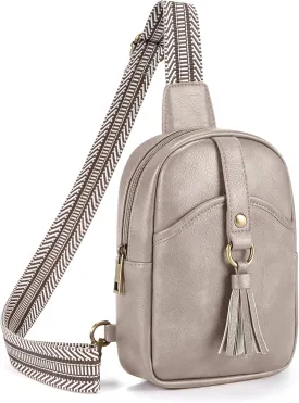 Missnine Small Sling Bag for Women PU Leather Fanny Pack Crossbody Purse Trendy Chest Bag for Travel, Shopping,Daily, Grey